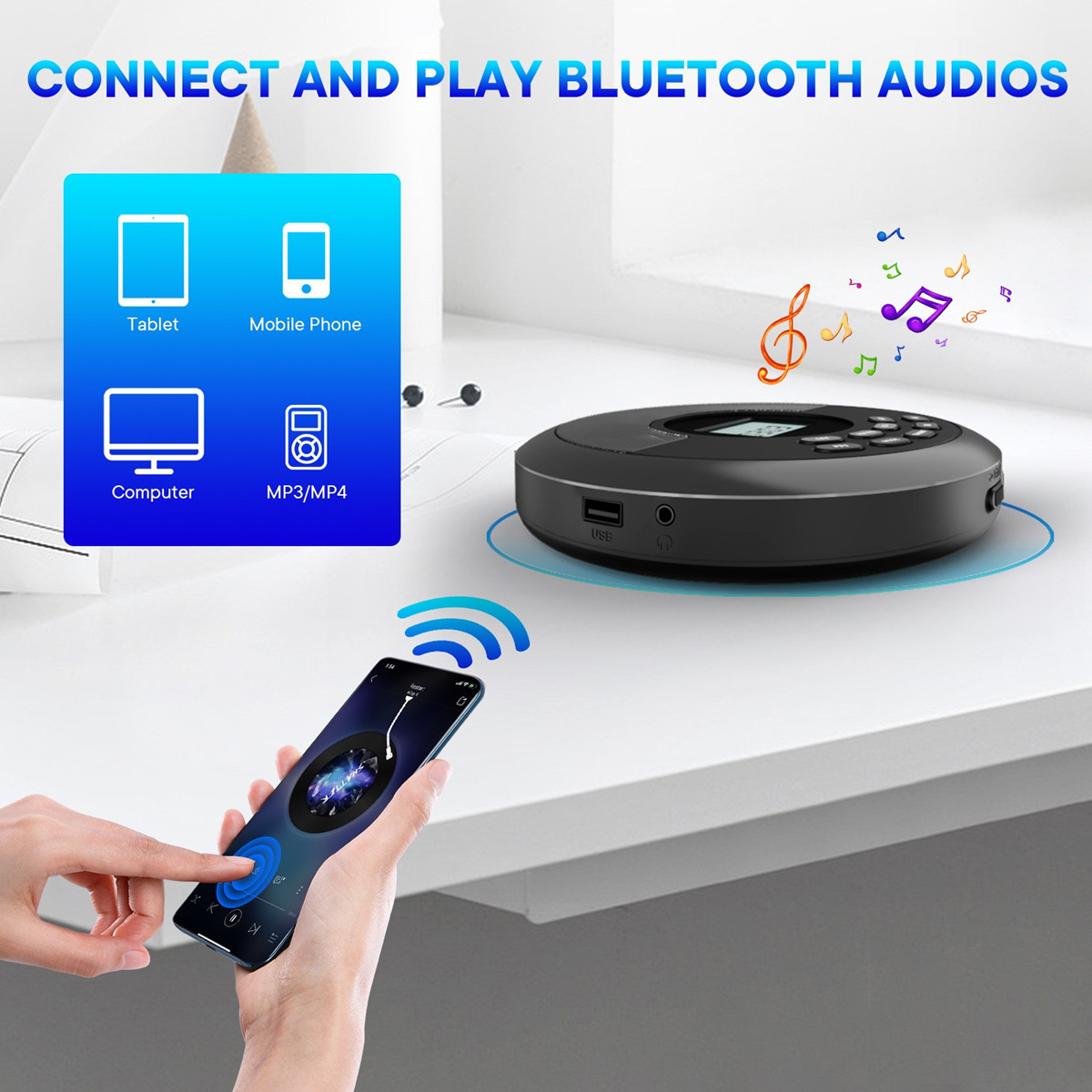 Portable CD Disc Machine MP3 U - Audio Music Mp3 Song recension och pris